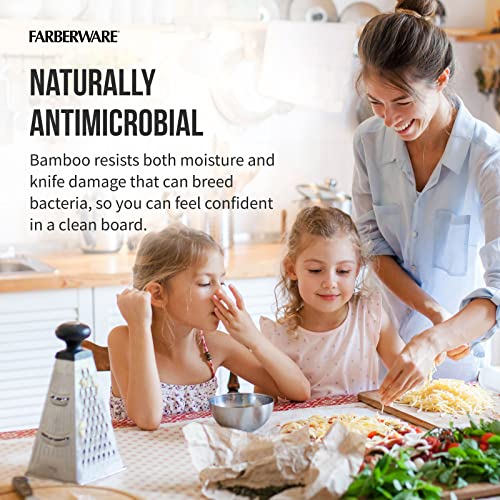 Farberware 3-Piece Kitchen Cutting Board Set, Reversible Chopping Boards for Meal Prep and Serving, Charcuterie Board Set, Wood Cutting Boards, Farberware