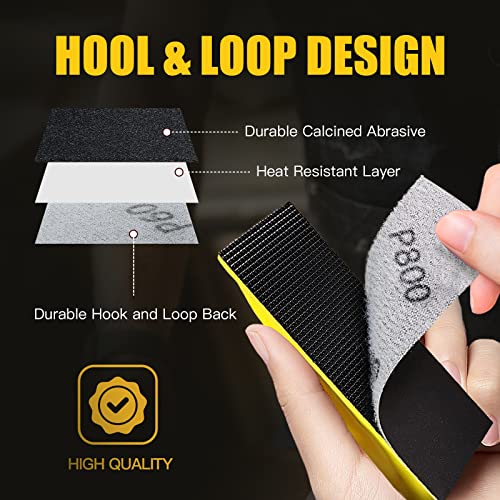 Micro Sander Kit 3.5X 1 Inch Detail Finger Sander for Small Projects+ 100PCS Wet Dry Sandpaper Sheets 60 120 240 400 600 800 1000 1500 2000 5000 Grit Tongbay