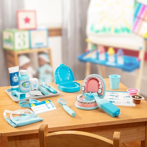 Melissa & Doug Super Smile Dentist Kit With Pretend Play Set of Teeth And Dental Accessories (25 Toy Pieces) - Pretend Dentist Play Set, Dentist Toy, - WoodArtSupply