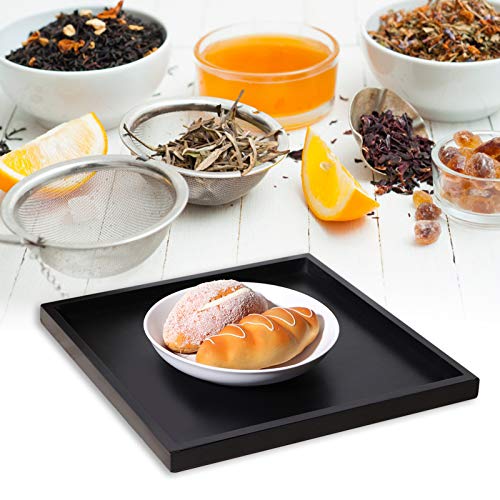 Serving Tray Black Square Decorative Serving Tray Wooden Ottoman Tray Coffee Table Farmhouse Home Decorations 12x12inch Alvinlite