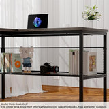 L-Shaped Ergonomic Computer Desk with Smart LED Lights and Versatile Power Outlets iSunirm