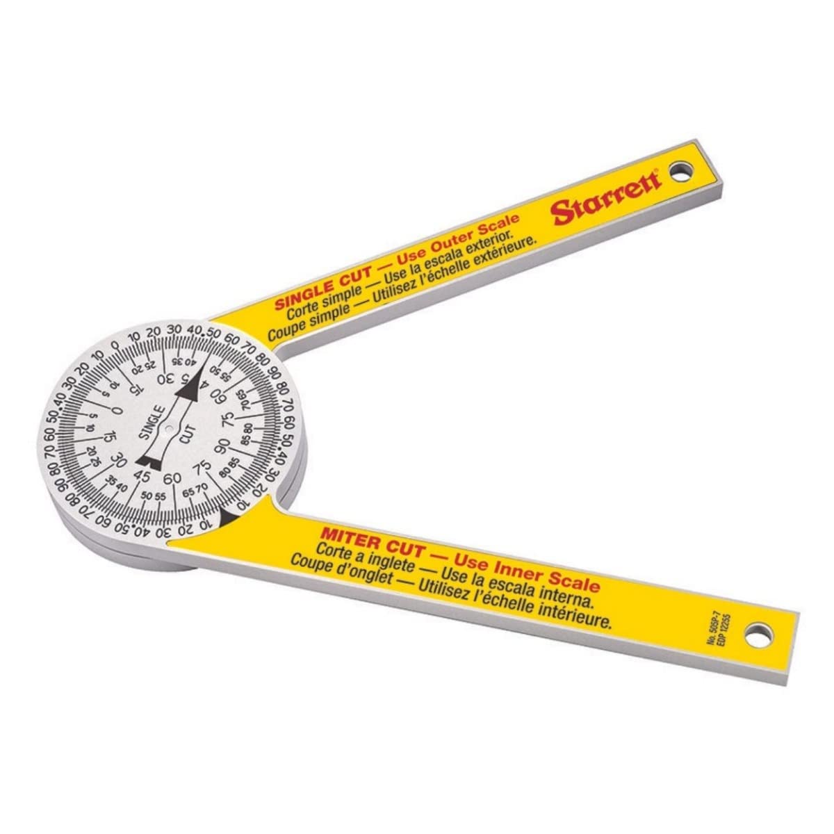 Starrett Plastic Miter Protractor Angle Finder with Two Laser Engraved Scales - Ideal for Carpenters, Plumbers and DIY Home Improvement -7" Length - - WoodArtSupply