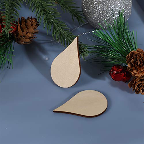 20pcs DIY Wooden Water Drop Unpainted Wooden Shapes Unfinished Wood Water Drop Discs Homemade Ornaments Wood Water Drop Slices Manual Mini Chips BESTOYARD