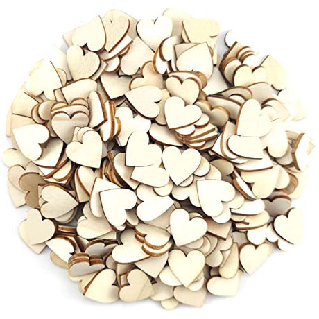 300 Pcs 0.8 Inch Unfinished Wood Heart Slices Blank Natural Wooden Hearts Shapes Ornaments Tags for DIY Wedding Art Crafts Valentine Decorations IFAMIO