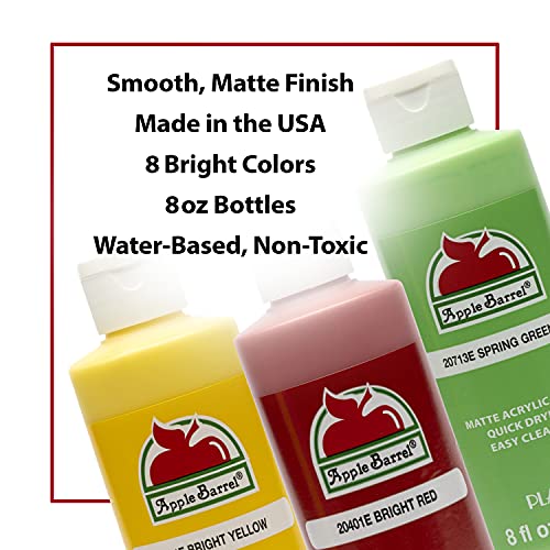 Apple Barrel Acrylic Craft Paint Set, Matte Finish, Set of 8, 8 Fl Oz (Pack of 8), Assorted Apple Barrel