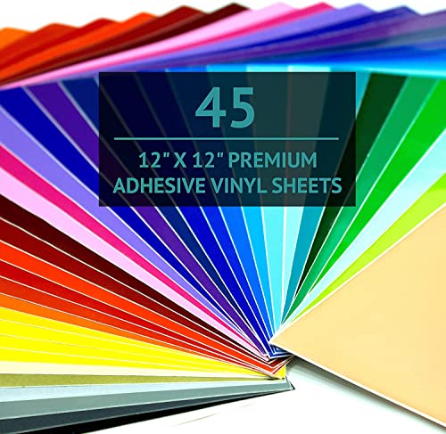 Bright Idea Adhesive Vinyl Sheets, Vinyl for Cricut - 45 Pack 12”x12”- Permanent Vinyl Sheets, Assorted Colors (Glossy, Matte, Metallic) Permanent - WoodArtSupply