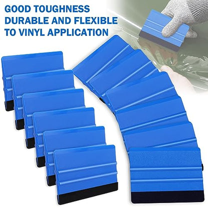 WRAPXPERT Blue Felt Squeegee,2 Pcs Squeegee for Vinyl,Medium Hardness Vinyl Squeegee Scraper Tool Kit for Crafts Car Wrap Window Tint Wallpaper Glass - WoodArtSupply