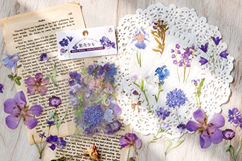 Knaid Botanical Stickers Set (320 Pieces) Pressed Flower Resin Decals Transparent Daisy Tulip Eucalyptus Leaf Mushroom Journaling Sticker for Knaid