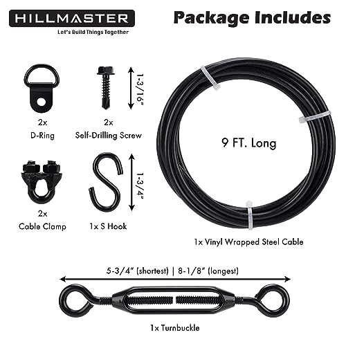 HILLMASTER Durable Anti-Sag Gate Kits for Wooden Fence, Gate Support Cable Kit in Zinc, Anti-Sagging Fence Gate Kit Steel, Wood Door Repair Kit for HILLMASTER