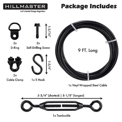 HILLMASTER Durable Anti-Sag Gate Kits for Wooden Fence, Gate Support Cable Kit in Zinc, Anti-Sagging Fence Gate Kit Steel, Wood Door Repair Kit for - WoodArtSupply