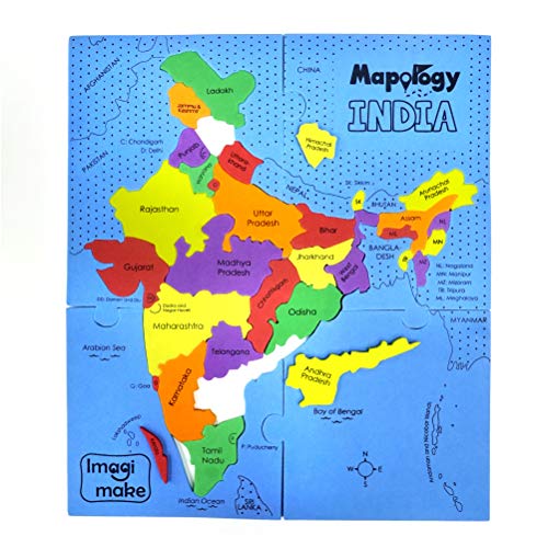 Imagimake Mapology India Map Puzzles - Geography for Kids - Learning & Educational Toys - Puzzles for Kids Ages 4-8 - Gift for 4, 5, 6, 7, 8 Year Old - WoodArtSupply