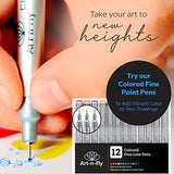 Art-n-Fly Ultra Fine Tip 003 Black Inking Pens 3 Pack with Waterproof Archival Ink Pen Fineliner - No Bleed Fine Point Pens for Bullet Journaling, Art-n-Fly