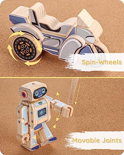 SainSmart Jr. Woodworking Building Kit, 3-in-1 Kids STEM Projects Set, DIY  Wood Crafts Assembly Toys with Different Combinations for Boys and Girls