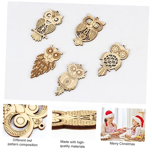VILLCASE 75 Pcs owl Wood Chips Flowers for Crafts Micro Garden Animal Statue Wood Slices Unfinished Wood Crafts bass Wood Owl Charm Pendant Wood VILLCASE
