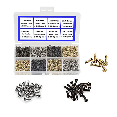 newlng 1600pcs 2MM Small Screws Phillips Flat Head Cross Self Tapping Tiny Screw Cabinet Electronic Accessories Screw Multifunctional DIY Micro newlng