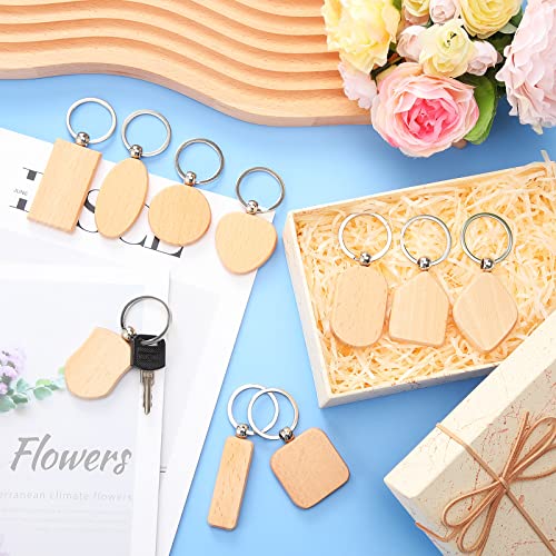 80 Pieces Wood Keychain Blanks Wooden Blank Keychains Unfinished Blanks Wood Keychains Key Tag Blank Wooden Key Chain Keyring Keychain Bulk Keychain Batiyeer