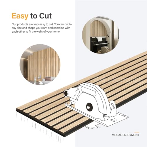 Olanglab Wood Slat Wall Panels, 2 Pack Wood Slats for Wall, 94.48"x 12.59"x 0.82" Each, 3D Wall Panels for Interior Wall Decor, (Warm Oak) Olanglab