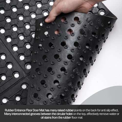 uyoyous Rubber Floor Mat with Drainage Holes 83"x35" Commercial Grade Grease Resistant Anti-Fatigue Rubber Floor Mat with Non-Slip Backing Heavy Duty uyoyous