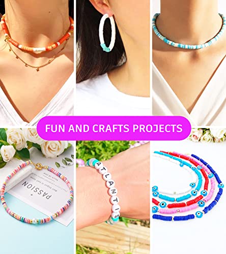 Gionlion Clay Beads Bracelet Making Kit, 8000PCS Preppy Clay Beads Letter Beads Spacer Beads and Charms Kit for Friendship Jewelry Making, Crafts Gionlion