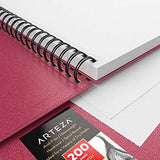 Arteza Hardcover Sketchbook, 9 x 12 Inches, 100 Sheets — 200 Pages, Pink Cover, Spiral-Bound 68-lb Drawing Pad, Art Supplies for Drawing with Dry ARTEZA