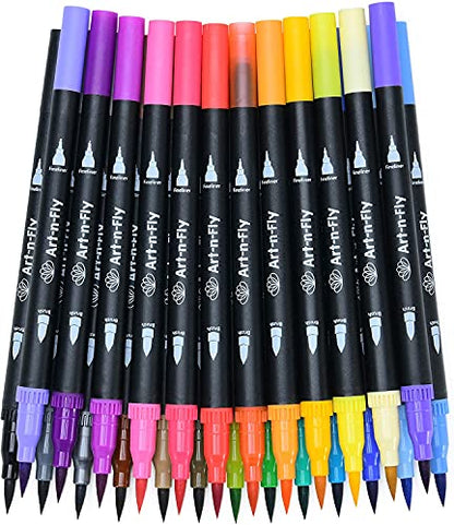 Art-n-Fly Dual Tip Brush Pens Set - 25 Adult Colored Markers for Calli –  WoodArtSupply
