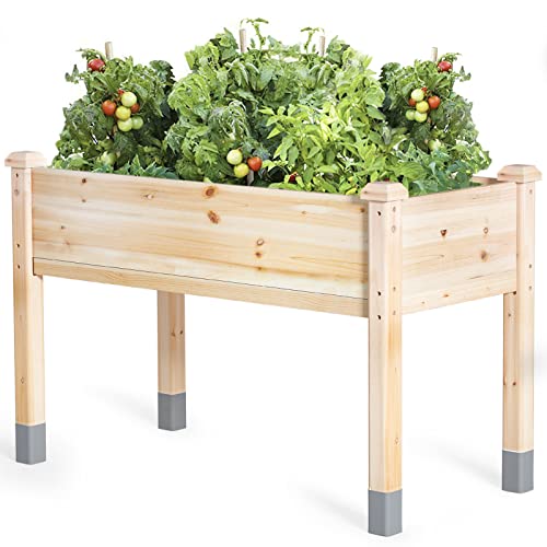 MIXC Wooden Raised Garden Bed with Legs, 48”L X 24”W, Elevated Reinforced Large Planter Box for Vegetable Flower Herb Outdoors - Beam and Column MIXC