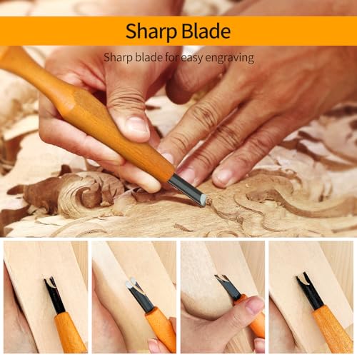 Wood Carving Tools Set - 20 Pcs Wood Carving Knife Set Beginner Kit Wood Whittling Kit with Canvas Case for Adults Children, Carving DIY Wood Carving JIAN