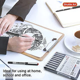 Shuttle Art Rollerball Pens, 10 Pack(8 black 1 blue 1 red) Liquid Ink Pens, 0.5mm Extra Fine Point, Quick Drying for Writing Journaling Taking Notes Shuttle Art