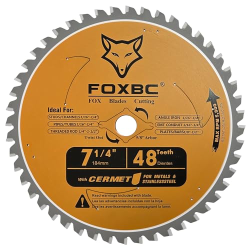 FOXBC 7-1/4 inch Circular Saw Blade Metal and Stainless Steel Cutting 48 Teeth, Replacement for Diablo D0748CF Ceramic Carbide Saw Blade - WoodArtSupply