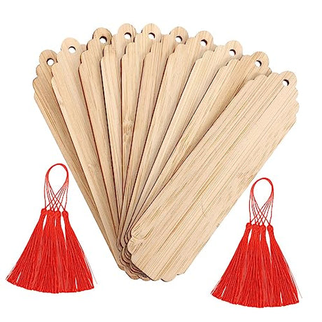 BCOATH 10 Sets Wooden Blank Bookmark Wood Blank Bookmarks Decorative Bookmark Unfinished Wood Tags Reading Bookmark Wood Labels Tags Wood Gift Tag BCOATH