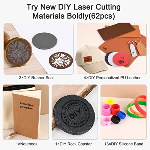 Csyidio 175 PCS Engraving Material Box, DIY Materials Apply to All Laser Engravers with Instructions, Laser Engraving Supplies Including Acrylic, Csyidio