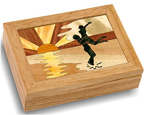 MarqArt Wood Art Sunset Box-Handmade USA -Unmatched Quality -Unique, No Two are the Same -Original Work of Wood Art. A Couples Gift, Ring, Trinket or MarqArt