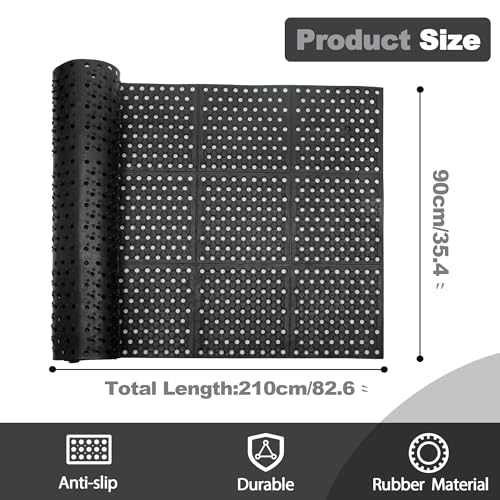 MYOYAY 83"x 36" Commercial Anti-Fatigue Drainage Rubber Mat Roll Non-Slip Rubber Drainage Mat Heavy Duty Commercial Restaurant Bar Rubber Floor Mat