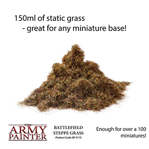 The Army Painter Battlefield: Steppe Grass Basing, 150 ml-for Miniature Bases & Terrains -Scenics Static Grass, Model Terrain Grass, Terrain Model - WoodArtSupply