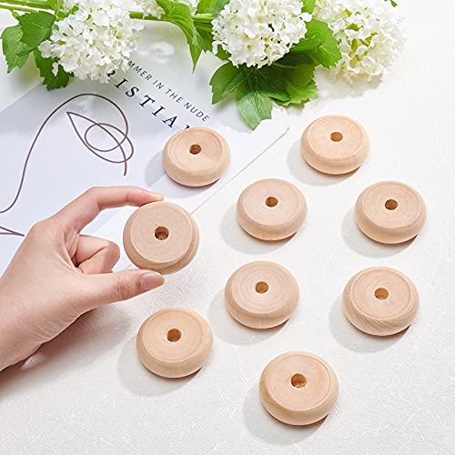 OLYCRAFT 16pcs Wood Craft Wheels 1.9 Inch Unfinished Wooden Wheels Classic Axle Hole Natural Wooden Crafts Small Car Accessories for Arts & Crafts, OLYCRAFT