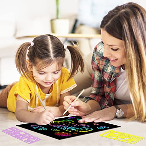 65Pcs Rainbow Scratch Paper for Kids Magic Art Crafts Set for Girl Scratch  Art