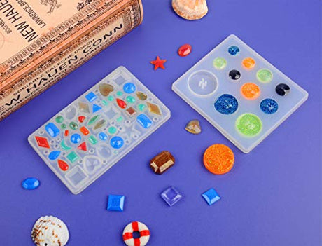 Suhome 73 Pack Resin Earring Mold Jewelry Silicone Resin Molds Making Kits Including Earring, Pendant, Bracelet, Necklace, Button Silicone Resin Suhome