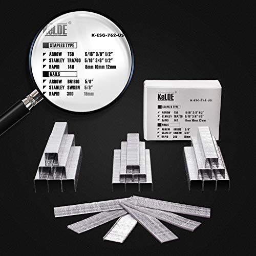 KeLDE Electric Staple/Nail Gun Kit, Braid Nailer, 120V Corded Power Stapler Set, Includes 900pcs T50 Staples and 300pcs 15mm Nails KeLDE