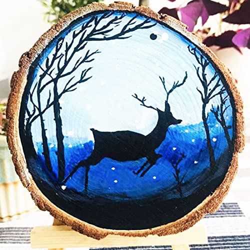 SENMUT Wood Slices 30 Pcs 3.1-3.6inch Natural Rounds Unfinished Wooden Circles Christmas Wood Ornaments for Crafts Wood Kit Predrilled with Hole Wood SENMUT