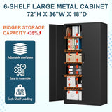 MIIIKO Metal Storage Cabinet with Locking Doors, Black Garage 5 Shelves, 18'' Deep Locker for Garage, Industrial, Commercial, Workshop and Basement MIIIKO