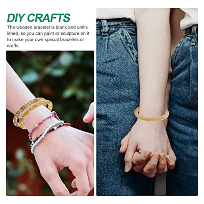10pcs Wood Bangle Bracelets Unfinished Natural Round Wooden Ring for DIY Craft Project Making