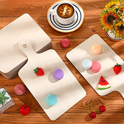 24 Pieces Mini Wood Cutting Board with Handle Wooden Chopping Board Paddle Unfinished Mini Cheese Board Small Serving board Cooking Butcher Block for Yinkin