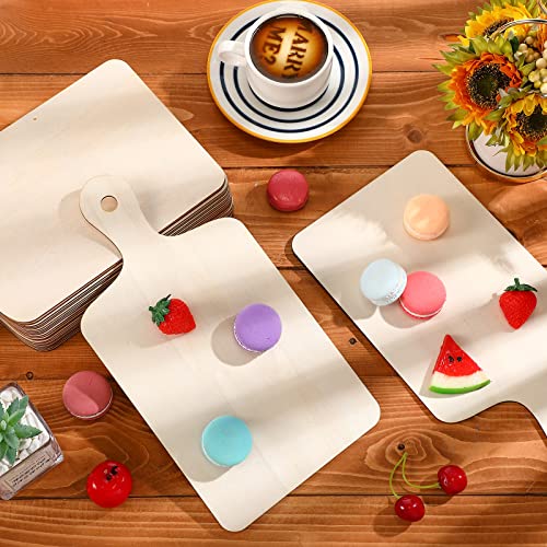 24 Pieces Mini Wood Cutting Board with Handle Wooden Chopping Board Paddle Unfinished Mini Cheese Board Small Serving board Cooking Butcher Block for