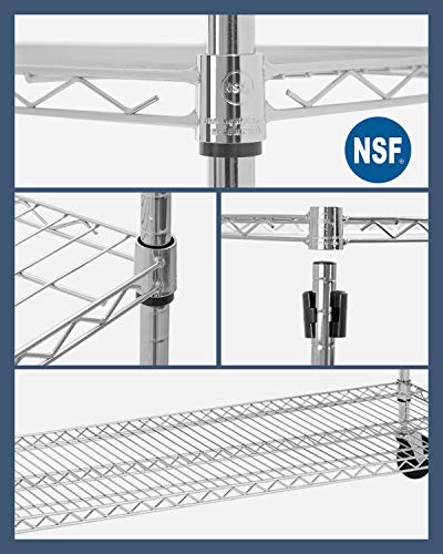 BestOffice 18x48x72 Wire Shelving with Commercial Wheels 6-Shelf Adjustable Heavy Duty Storage Shelves Metal Shelves Storage Unit Shelf,6000 LBS BestOffice