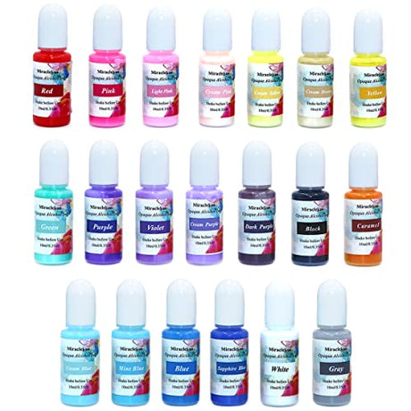 Alcohol Ink Set Opaque Alcohol Pigment Resin Dye Self-Sinking Alcohol Inks Pastel Colors for Epoxy Resin Coloring, Petri Dish Making, Tumbler Cup Miraclekoo