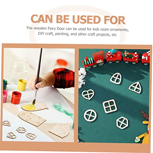 Yardwe 240 Pcs Mini Door Blank Fairy Door Garden Ornaments DIY Kits Unfinished Fairy Door House Windows Fairy Tale Door Mini Chips Unpainted Fairy Yardwe
