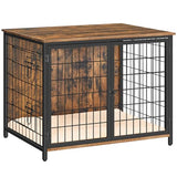 MAHANCRIS Dog Crate Furniture with Cushion, 31.5" Wooden Heavy Duty Dog Kennel with Double Doors, Indoor Dog House End Table, Dog Cage for Small MAHANCRIS