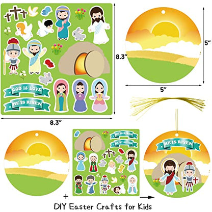 Make an Easter He Lives Sticker Scenes Easter Stickers Craft Kit for Kids Jesus Resurrection Hanging Ornaments Classroom Activity 24Pcs - WoodArtSupply