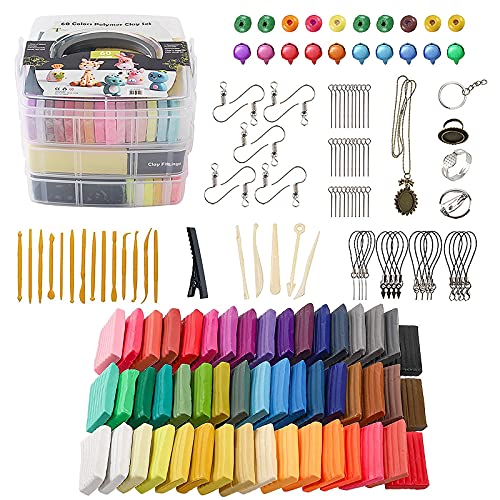 Tavolozza 60 Colors Polymer Clay Set, 1oz/Block Oven Bake with 19 Sculpting Clay Tools and 14 Kinds of Different Accessories, Non-Stick, Non-Toxic, - WoodArtSupply