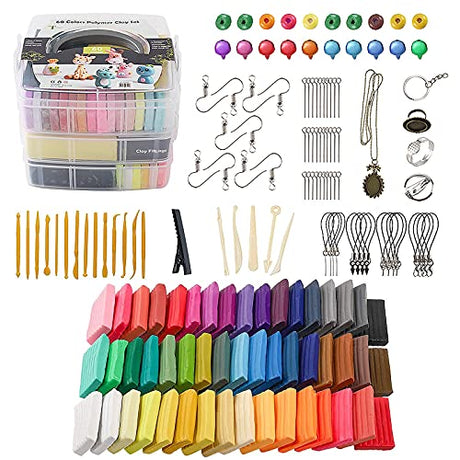Tavolozza 60 Colors Polymer Clay Set, 1oz/Block Oven Bake with 19 Sculpting Clay Tools and 14 Kinds of Different Accessories, Non-Stick, Non-Toxic, Tavolozza Fine Arts